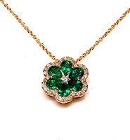 Collana Giorgio Visconti Donna Flower in Oro giallo Smeraldo 75964042